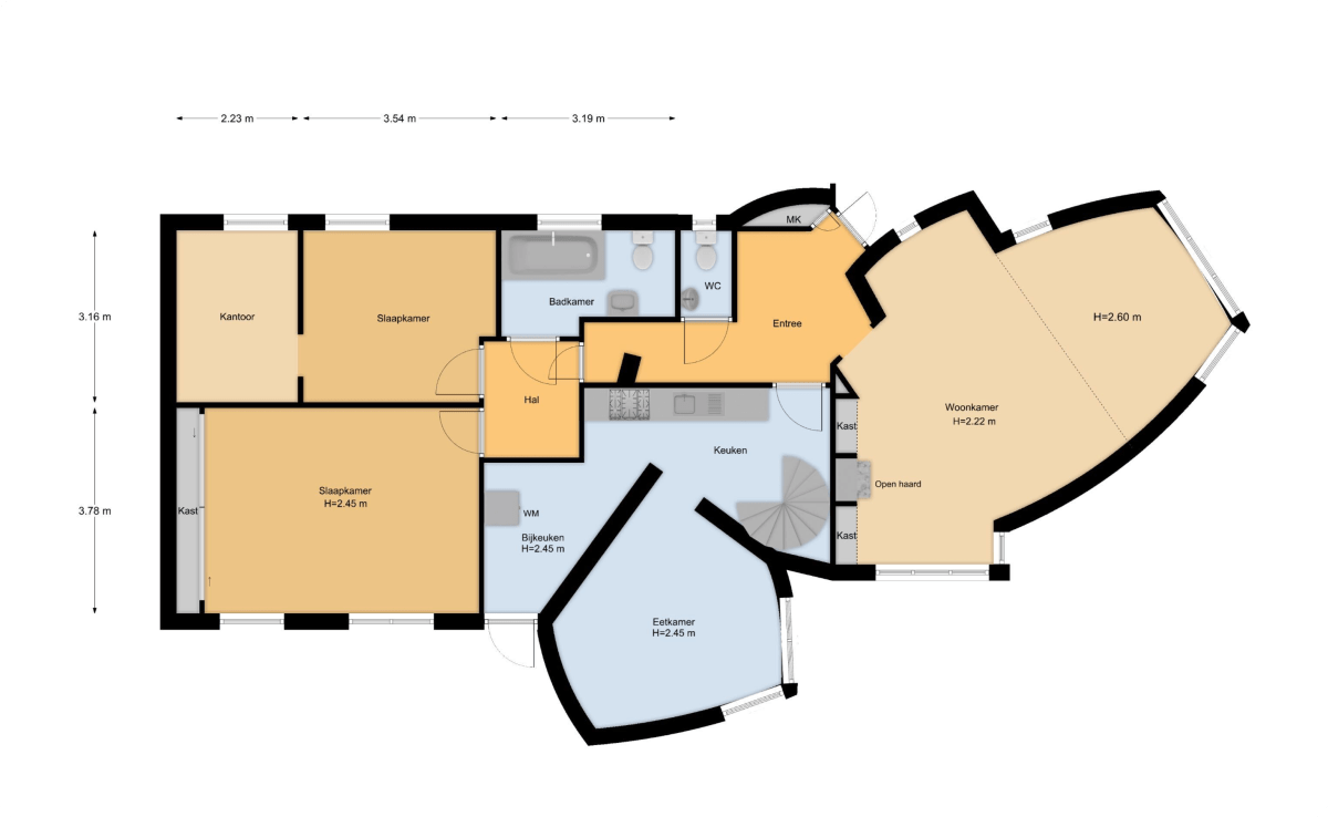 旋转木马01中的彩色编码平面图示例