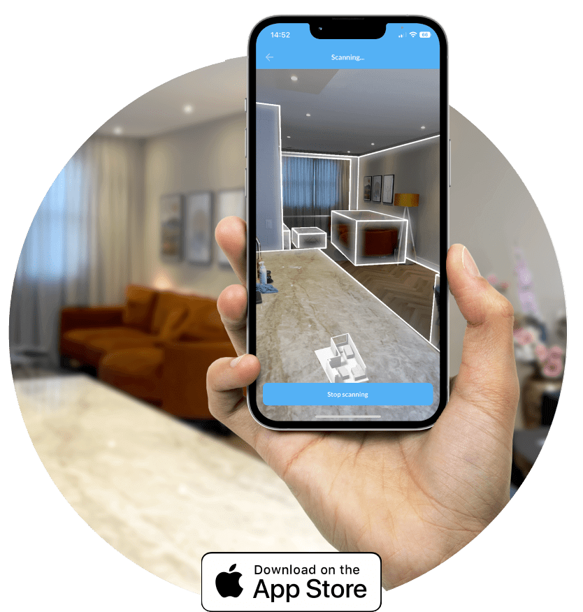Floorscanner 移动应用程序在手机上扫描房间的图像
