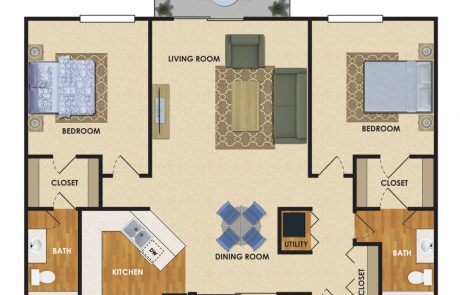 2d floor plan color furniture